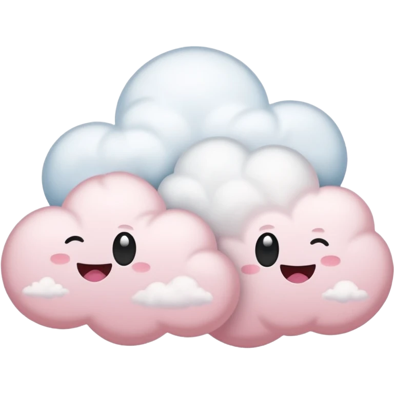 Two white and light pink fluffy clouds emoji