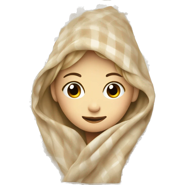 Beige clean girl folded plaid blanket  emoji