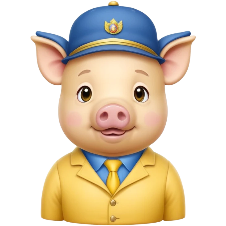 pig body with President Zelensky's face wearing a hat with yellow and blue colors emoji