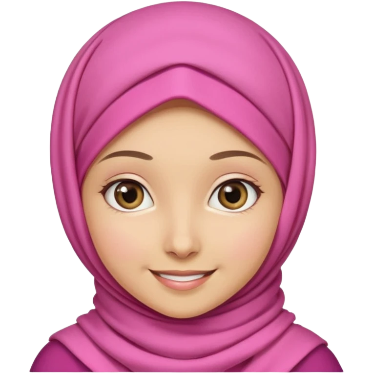 A medium light skin girl with pink hijab smile  emoji