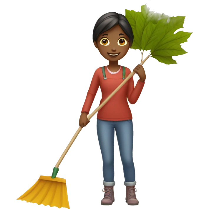 Girl raking leaves emoji