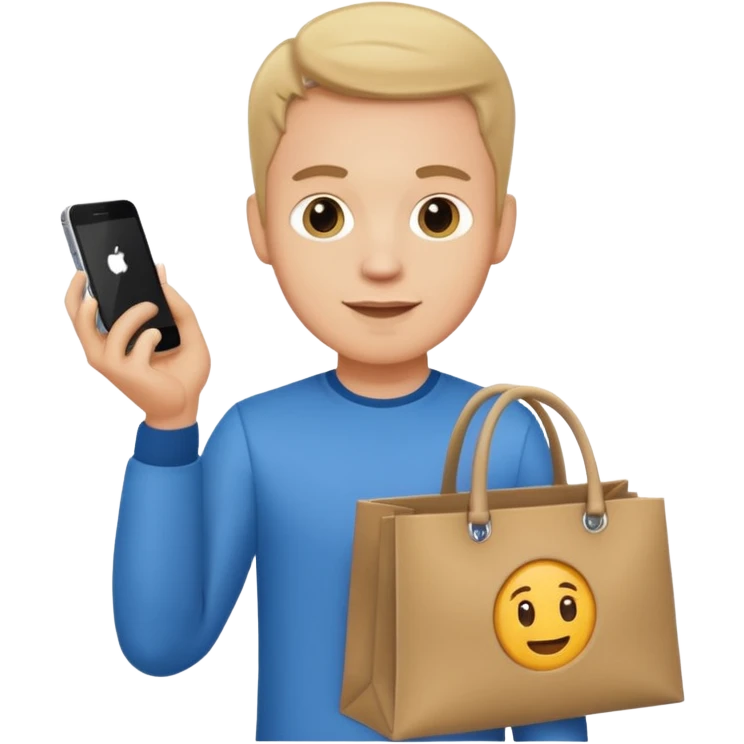 a white guy with branded bags emoji