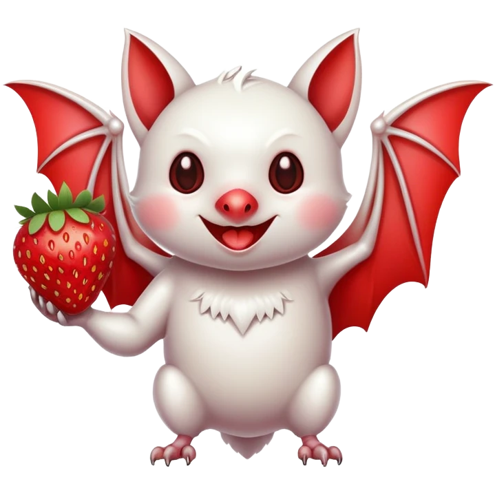 White bat with a strawberry  emoji