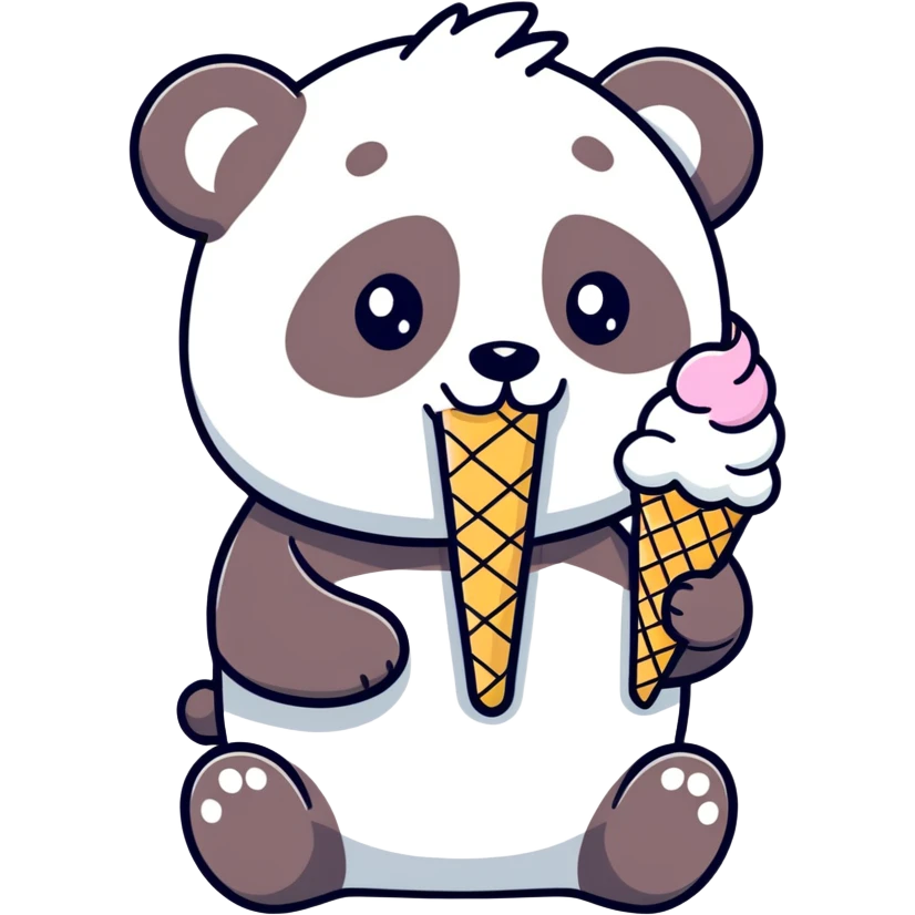 Panda eating ice cream emoji