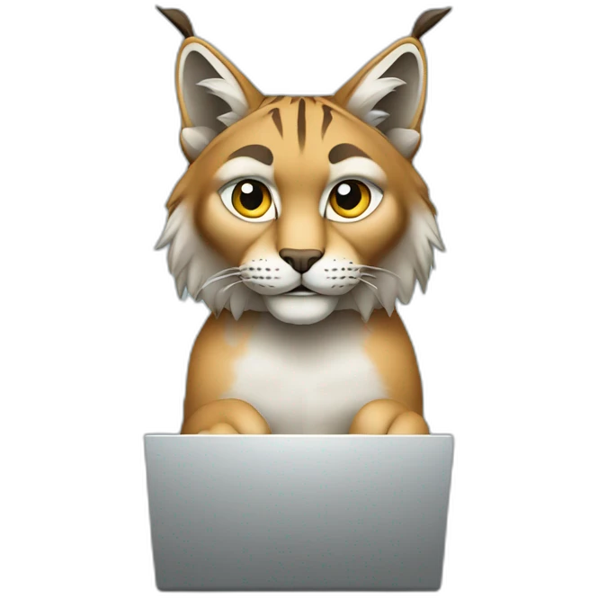 Lynx sits at the computer emoji
