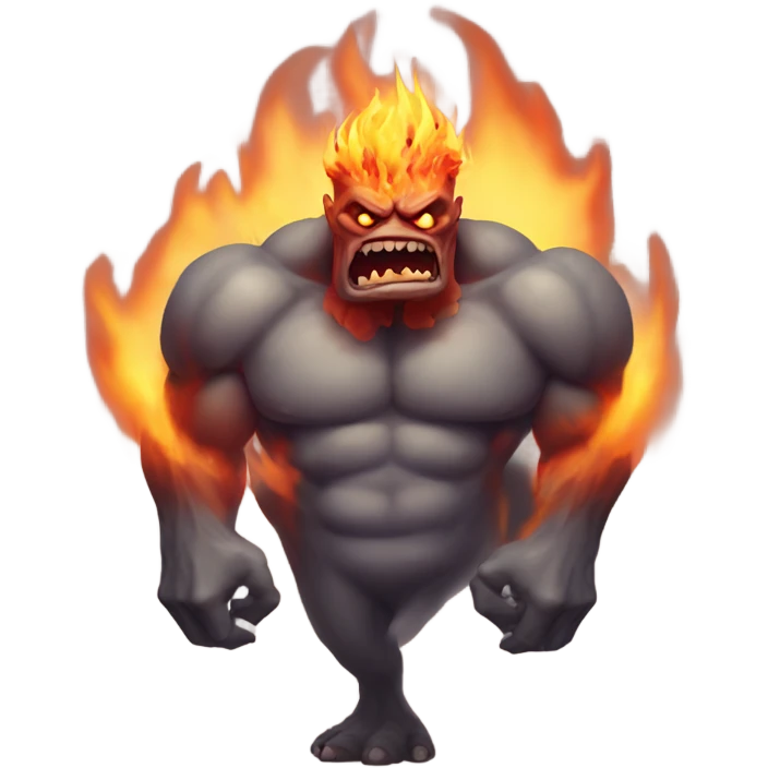 A very scary human Monster with Big muscle arms and flaming eyes  emoji