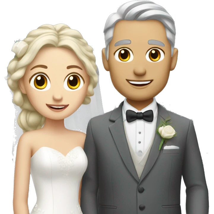 blonde bride and groom with gray hair emoji