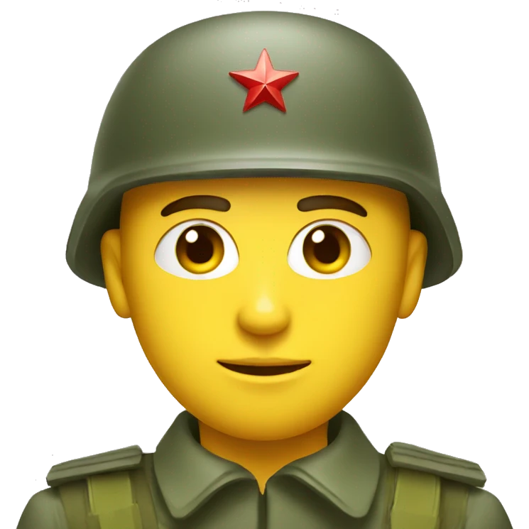 ussr soldier serious with military helmet emoji
