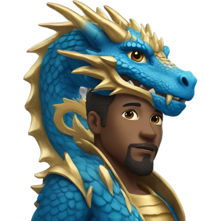 A blue ￼ and gold dragon emoji