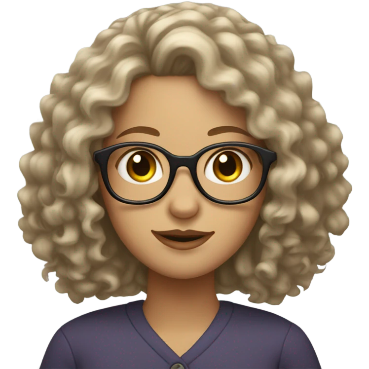 White girl with curly hair and glasses  emoji