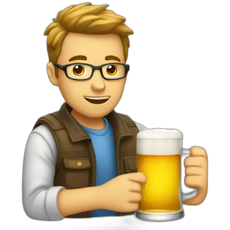 A programmer is drinking beer. emoji