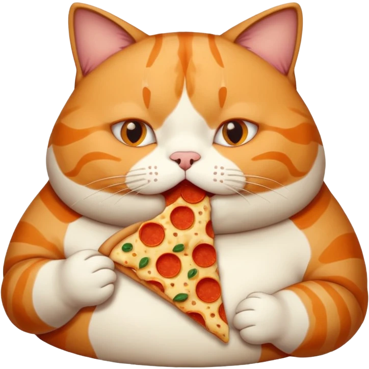 Fat cat eating pizza emoji
