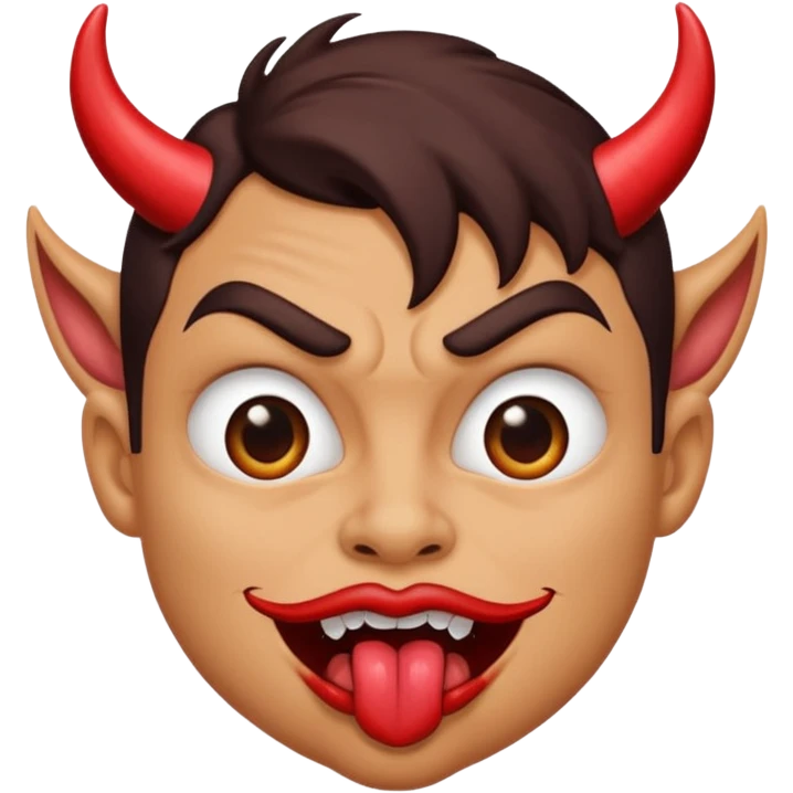Devilish look, while licking lips and eyebrow raised  emoji