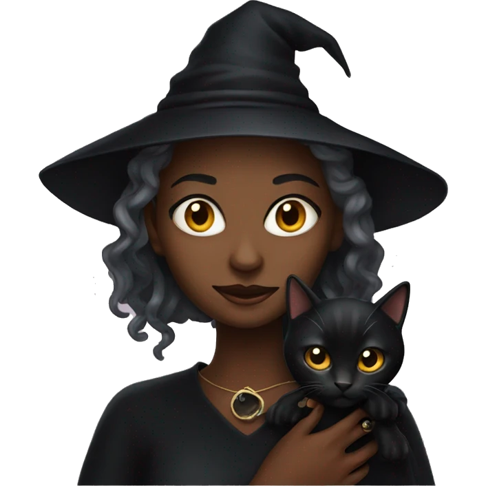 black witch with black cat emoji