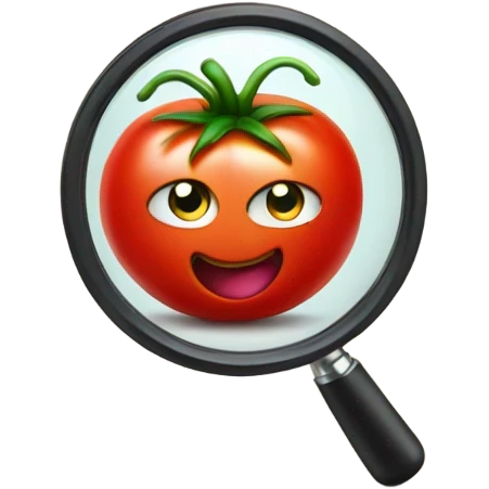 happy tomato with magnifying glass in hand emoji