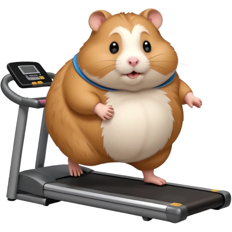 fat hamster big belly trying to run on treadmill sideways emoji