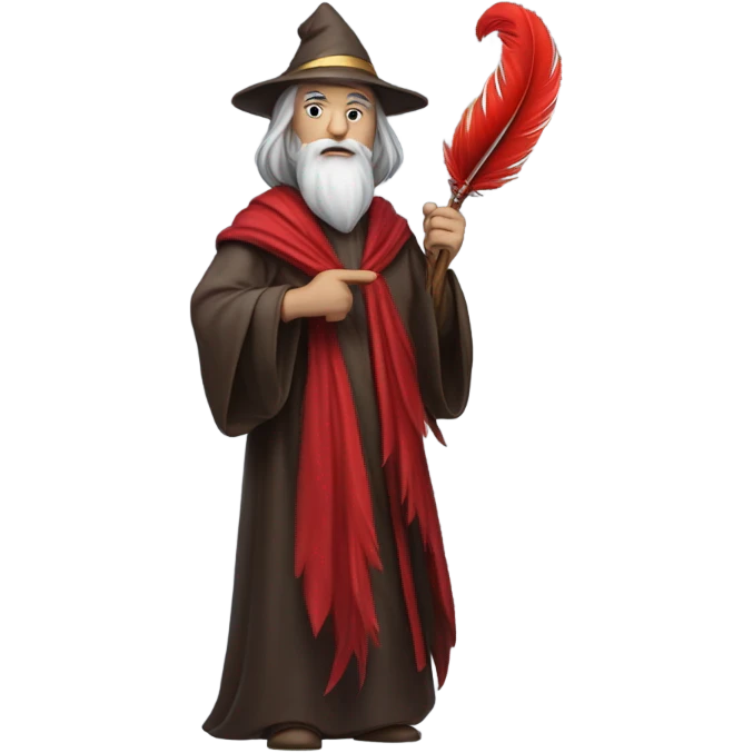 wizard holding a red feather emoji