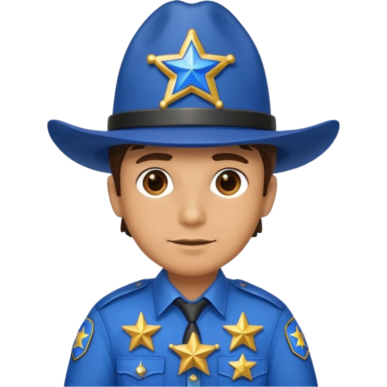Sheriff with shiny blue star badge and blue hat emoji