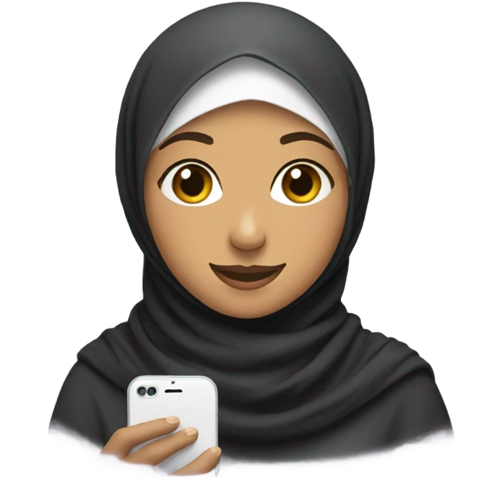 Hijabi smiling at cellphone  emoji