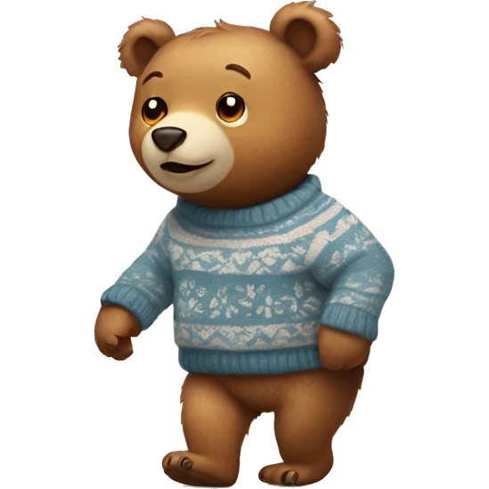 Bear walking on all fours WITH cute sweater on emoji