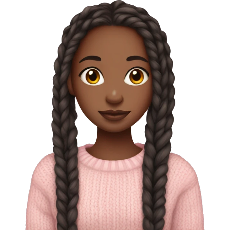 pretty black girl with box braids hair down in light pink sweater cozy emoji