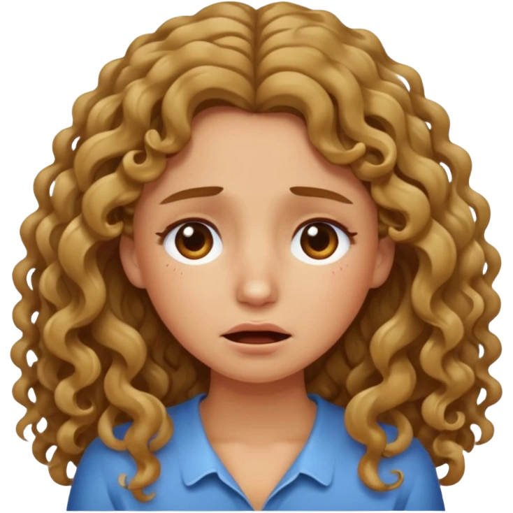 long Bronde curly hair girl bawling  emoji