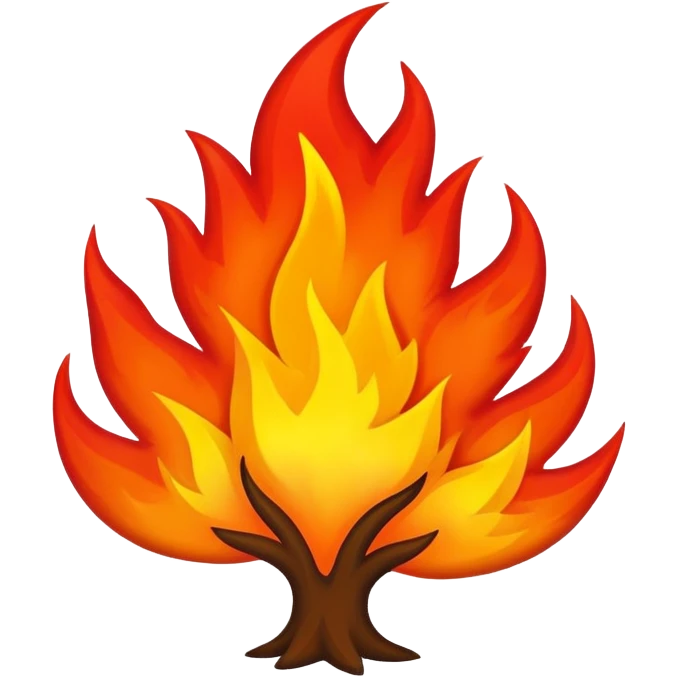 Bush with red and orange fire flames emoji
