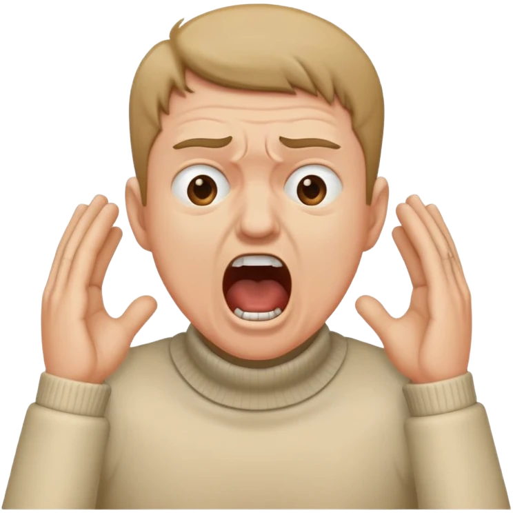Man clutching his throat with both hands screaming suggesting he may be be having difficulty breathing emoji