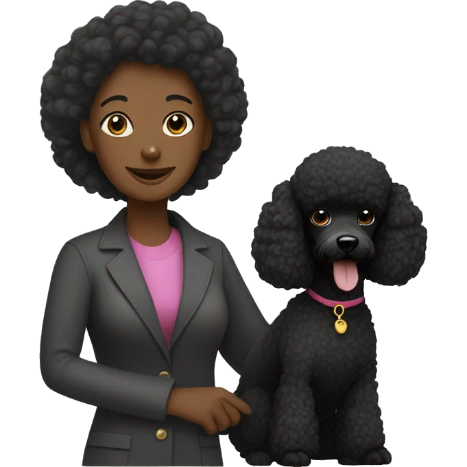 Black poodle with female owner emoji