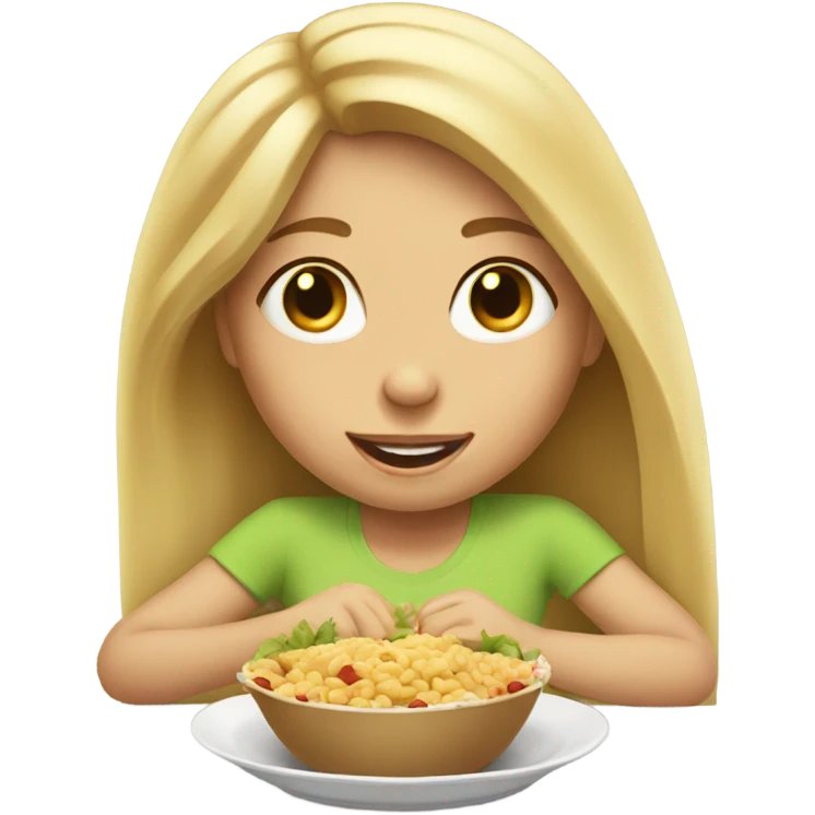  Blonde long hair girl eating emoji
