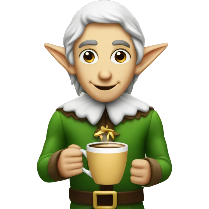 elf drinking a coffee emoji