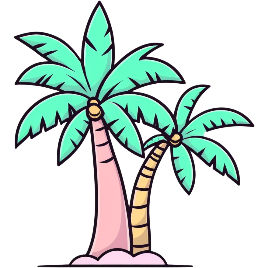 palm tree with pastel pink trunk and pastel green leaves emoji