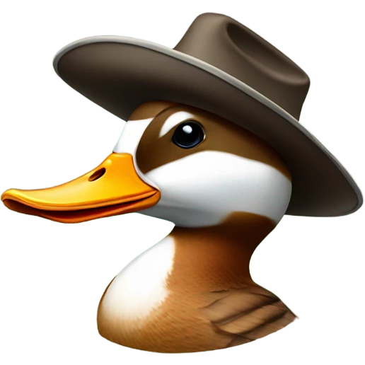 Banded Mallard wearing a cowboy hat smoking emoji