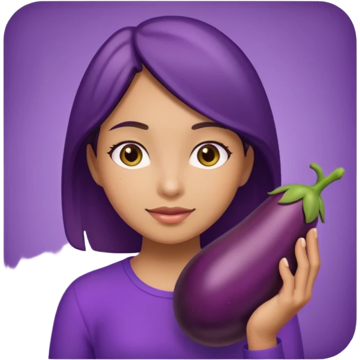Girl holding eggplant emoji