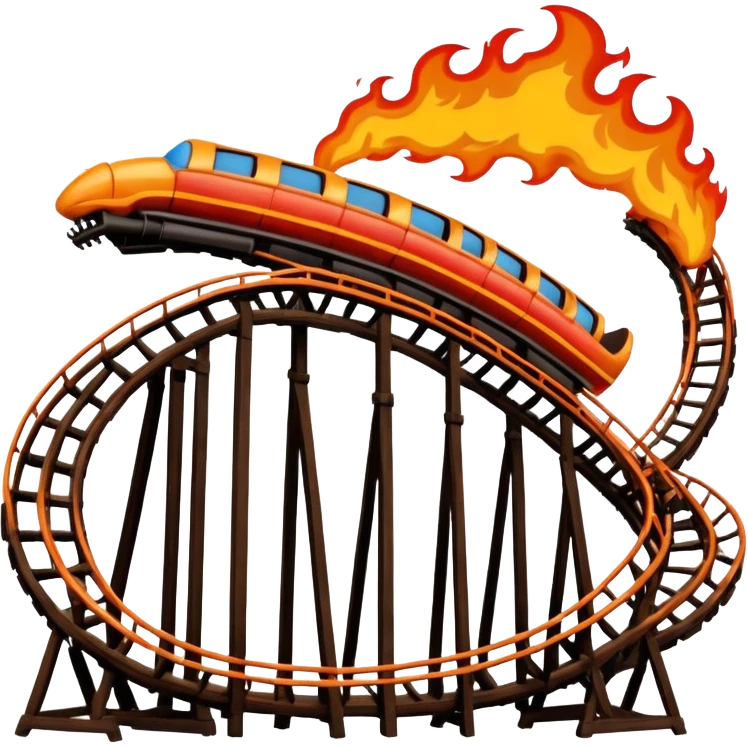 super Dangerous wood Roller Coaster with fire emoji