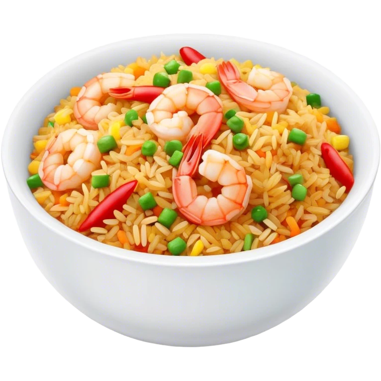 Spicy shrimp fried rice in a bowl emoji