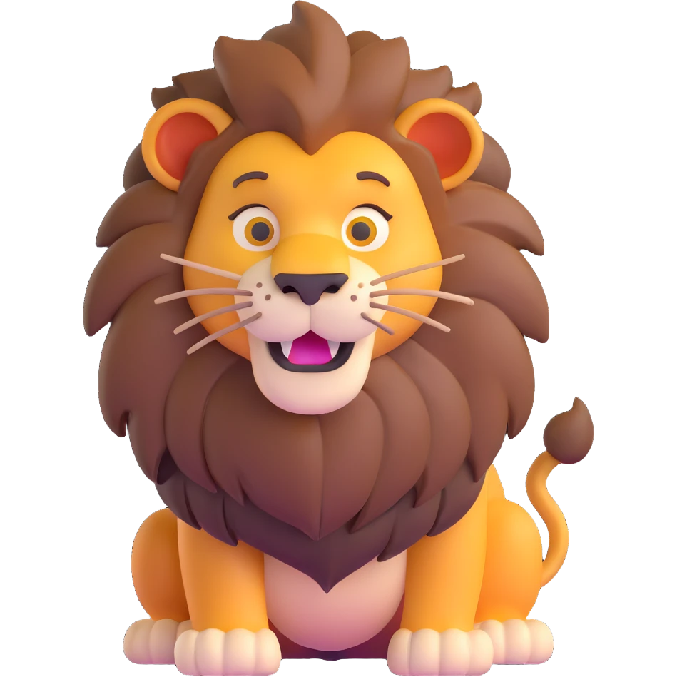 naughty lion looking sideways with mischievous expression emoji