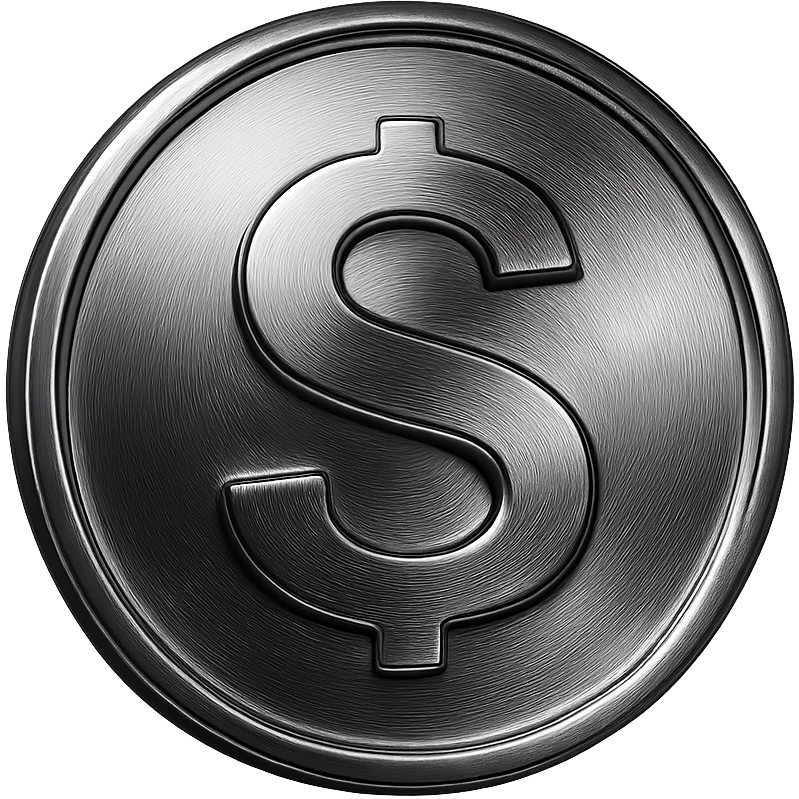 shiny chrome coin with the letter S emoji