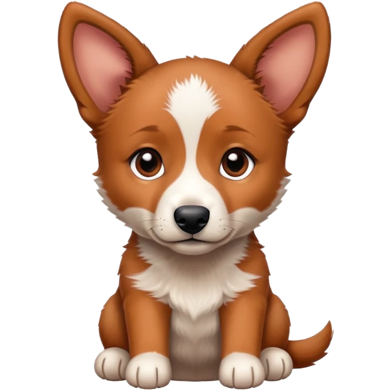 Red heeler puppy with one ear up and one ear down emoji