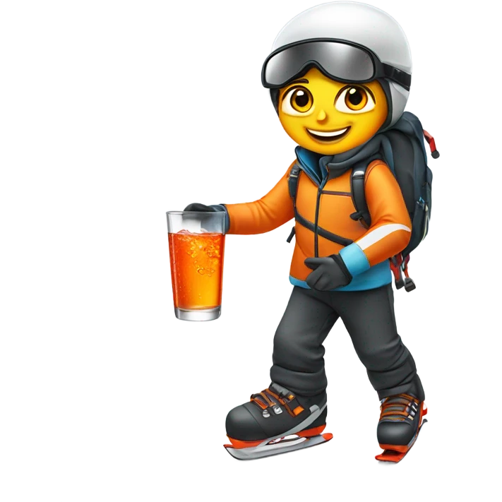 Skiing drinking Aperol spritz emoji