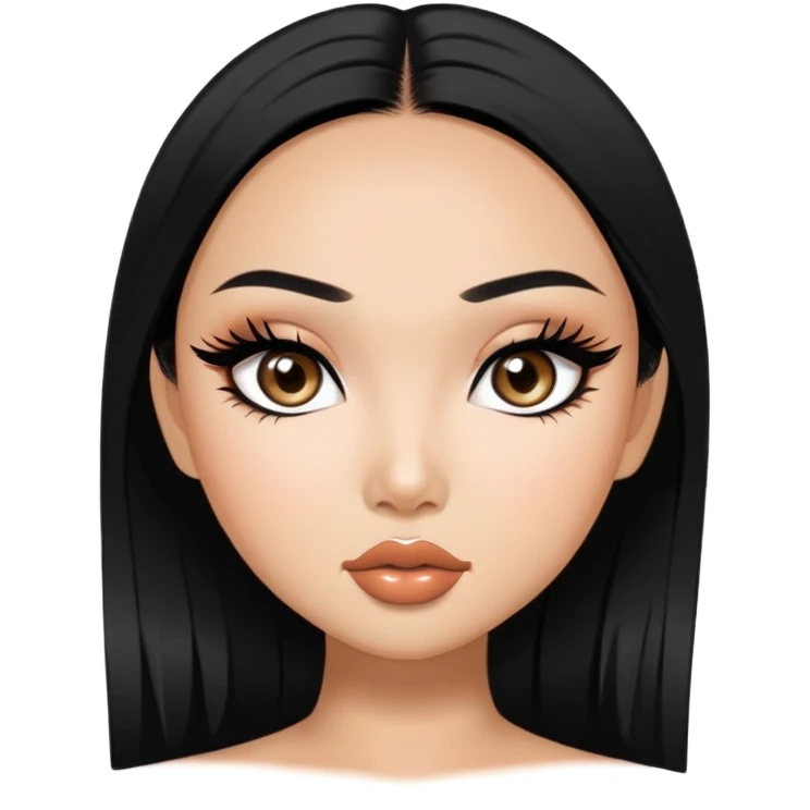 Vietnamese asian beauty, pretty bratz baddie, black eyeliner, black hair emoji