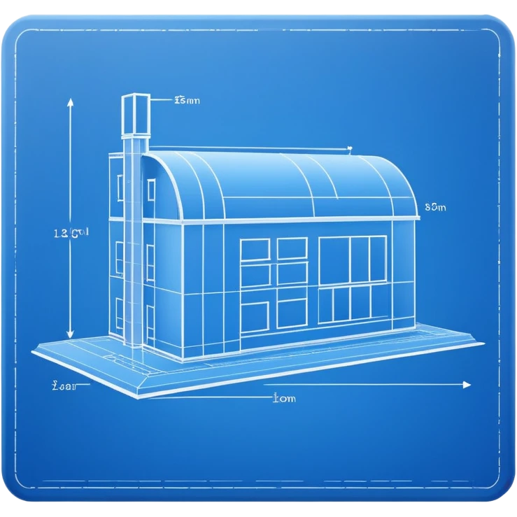side view of a blue blueprint plan with white lines emoji