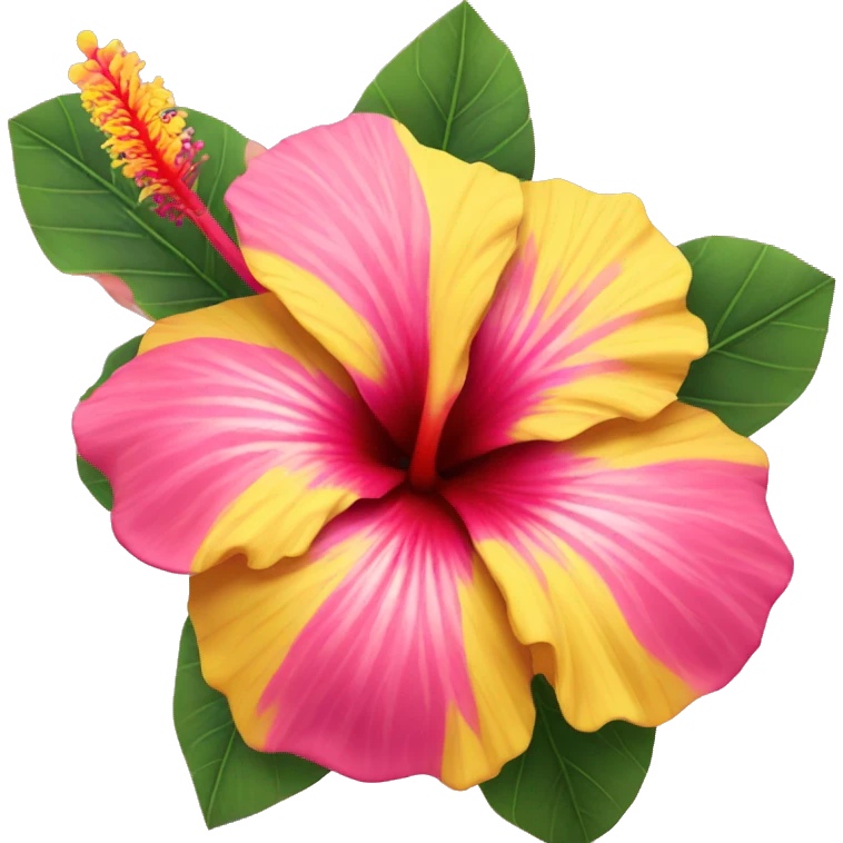 yellow and pink hibiscus flower emoji