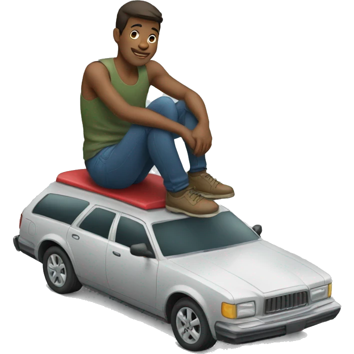 Man sitting on top of a car emoji