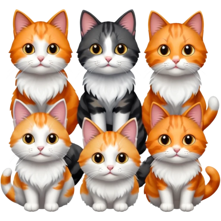 6 cats with different coloured coats emoji