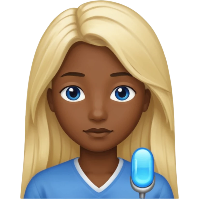 mavi gözlü uzun sarı saçlı çok siyah tenli emoji
