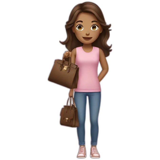 girl with brunette hair holding a birkin bag emoji