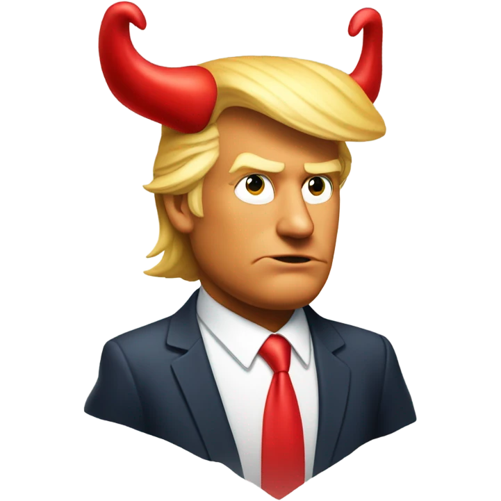 Donald trump with red horns and tail emoji