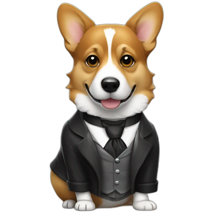 Corgi negro con traje de Sherlock holmes emoji