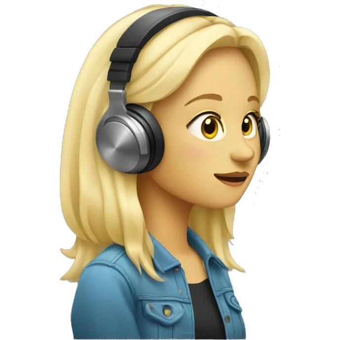 blonde girl listening to music emoji